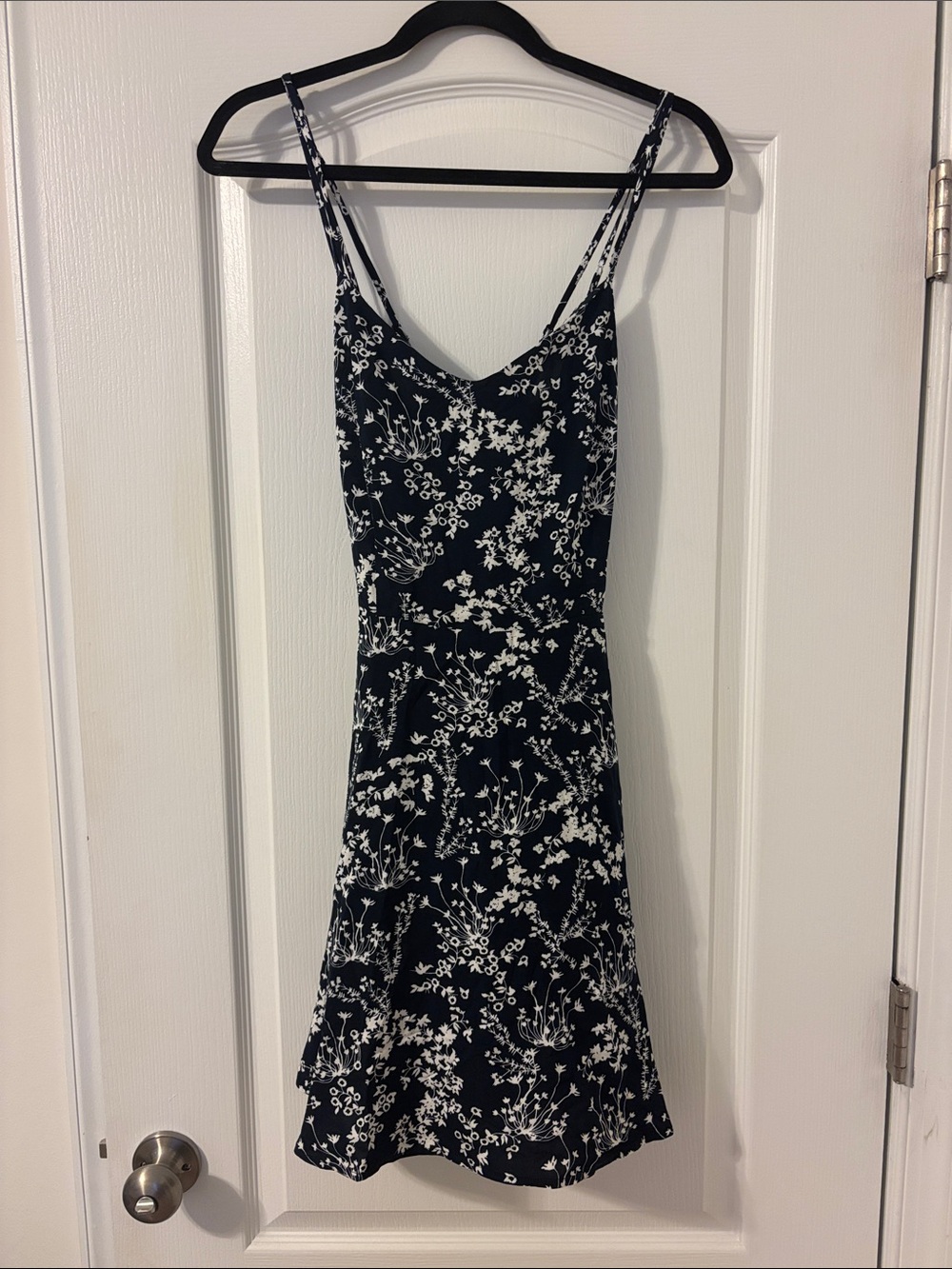 Women's Black Floral Slip Dress with Pockets